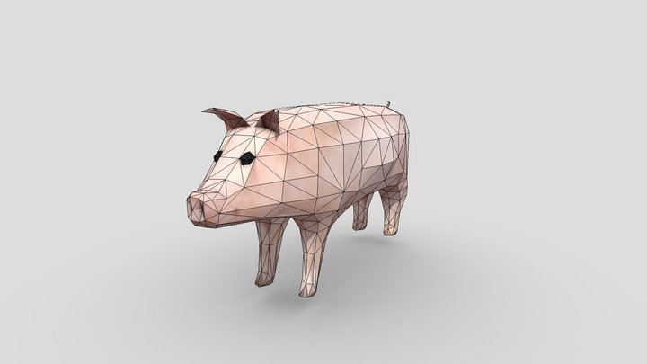 Lowpoly Rigged Pig 3D Model