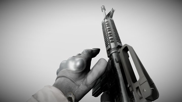 Animated Assault Rifle 3D Model