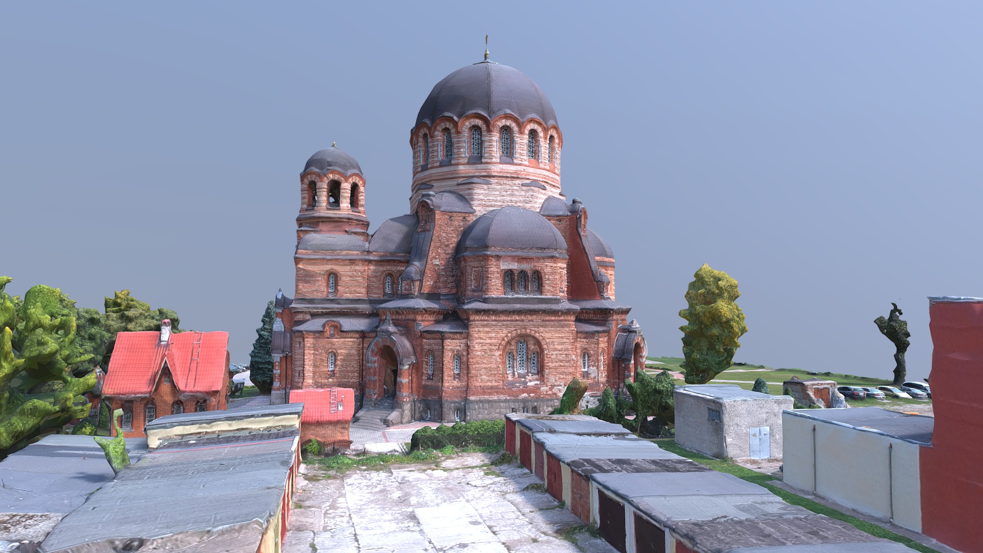 3D model Russian Church - This is a 3D model of the Russian Church. The 3D model is about a large brick building with a domed roof.