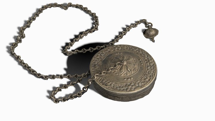 Round case, silver with gold-plating 3D Model