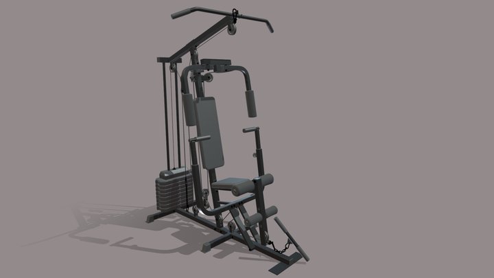 Large Gym Equipment Set 3D model