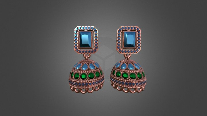 3D Indian Traditional Earring 3D Model