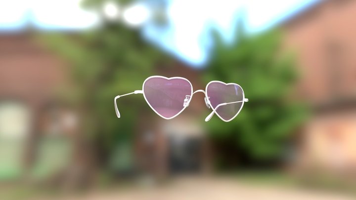 Heart Shaped Metal Frame Sunglasses (White) 3D Model