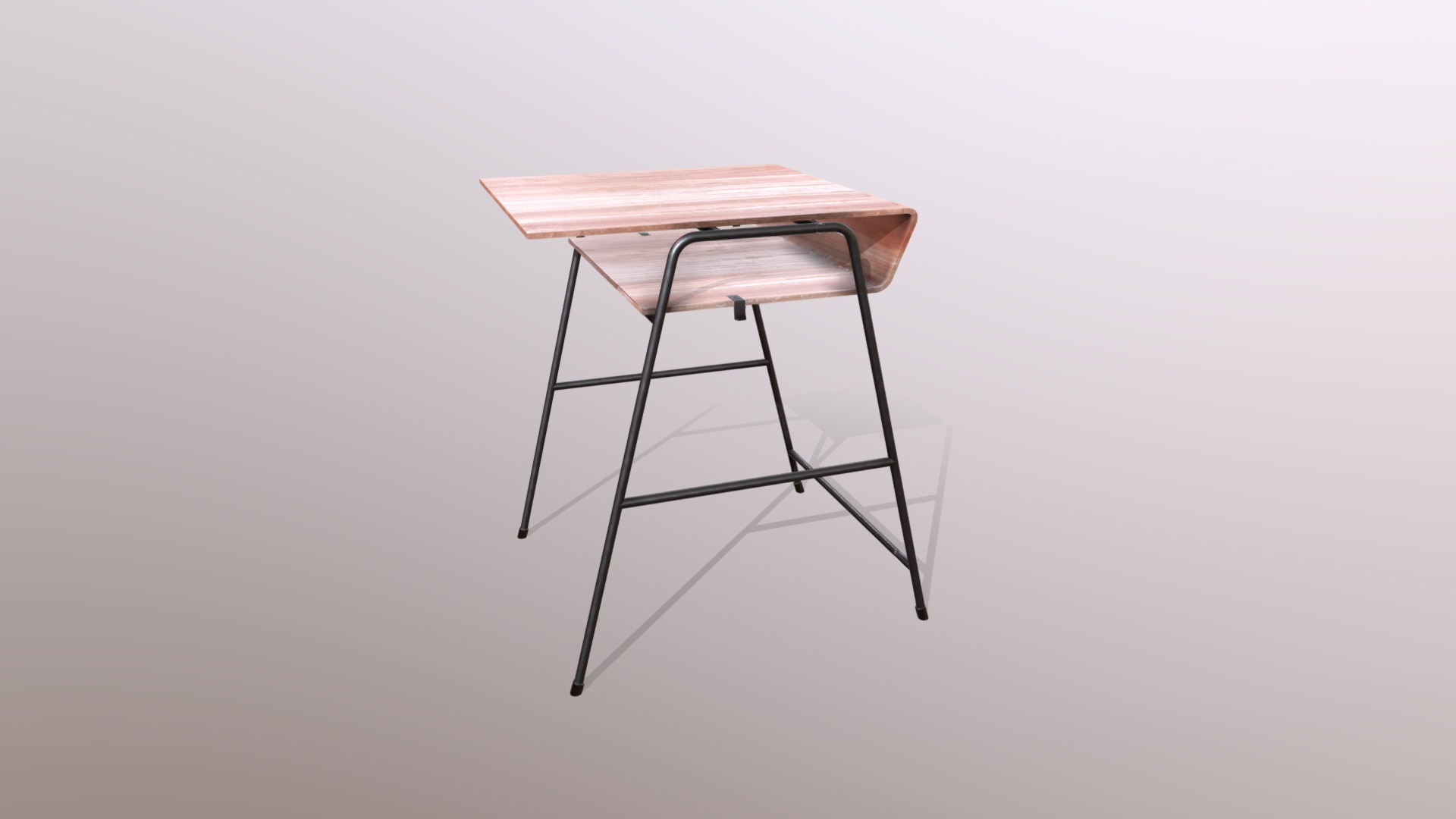 3D model Student Desk - This is a 3D model of the Student Desk. The 3D model is about a small table with a red and white top.