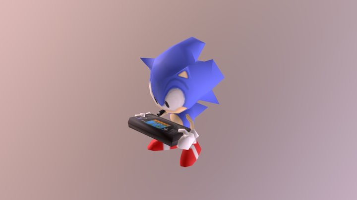 Sonic Playing The Sega Game Gear 3D Model