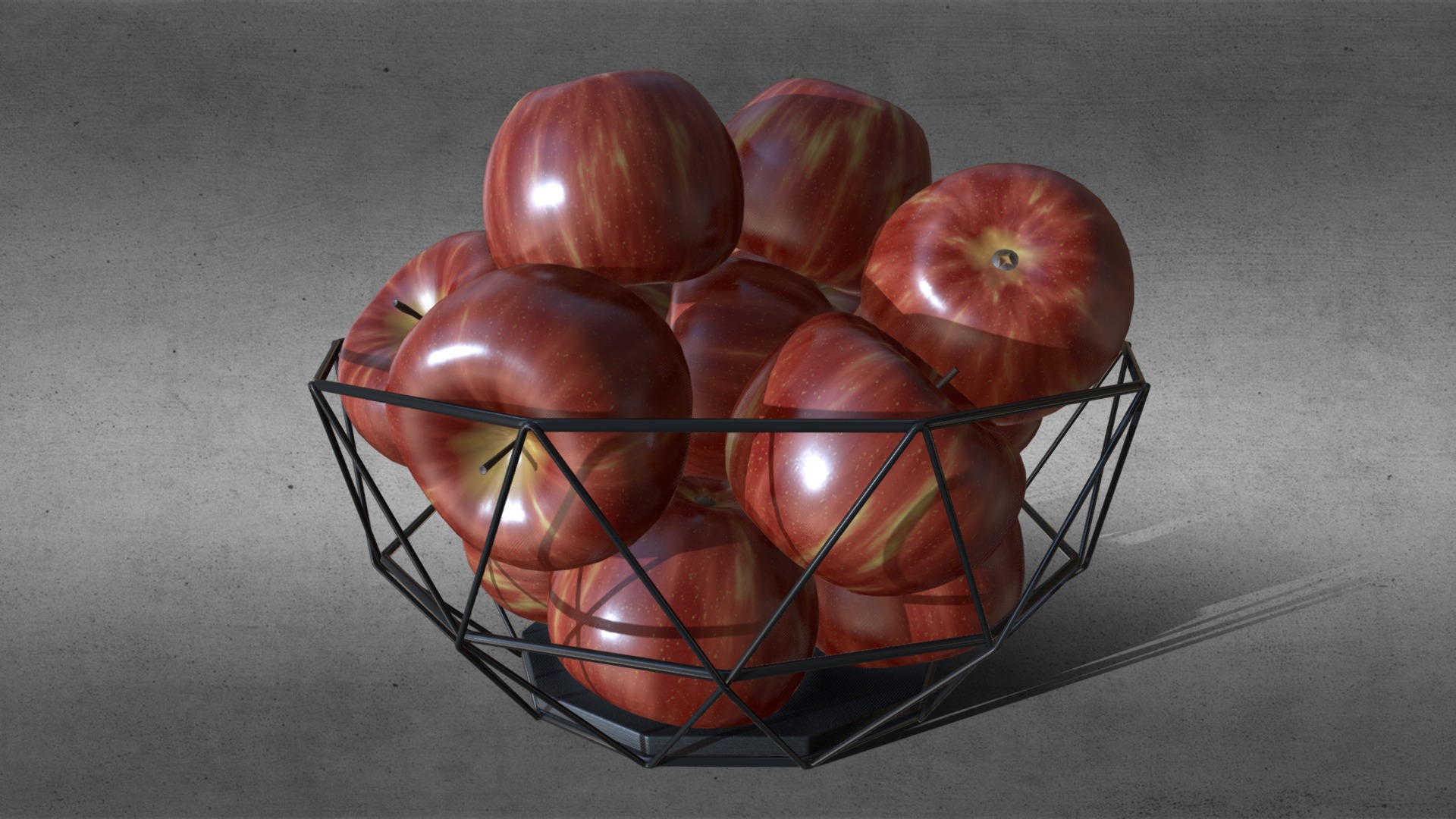 3D model Loft/Industrial Patera with Apples - This is a 3D model of the Loft/Industrial Patera with Apples. The 3D model is about a basket of red and yellow balls.