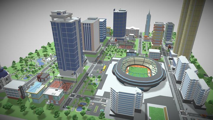 Cartoon city 3D Model