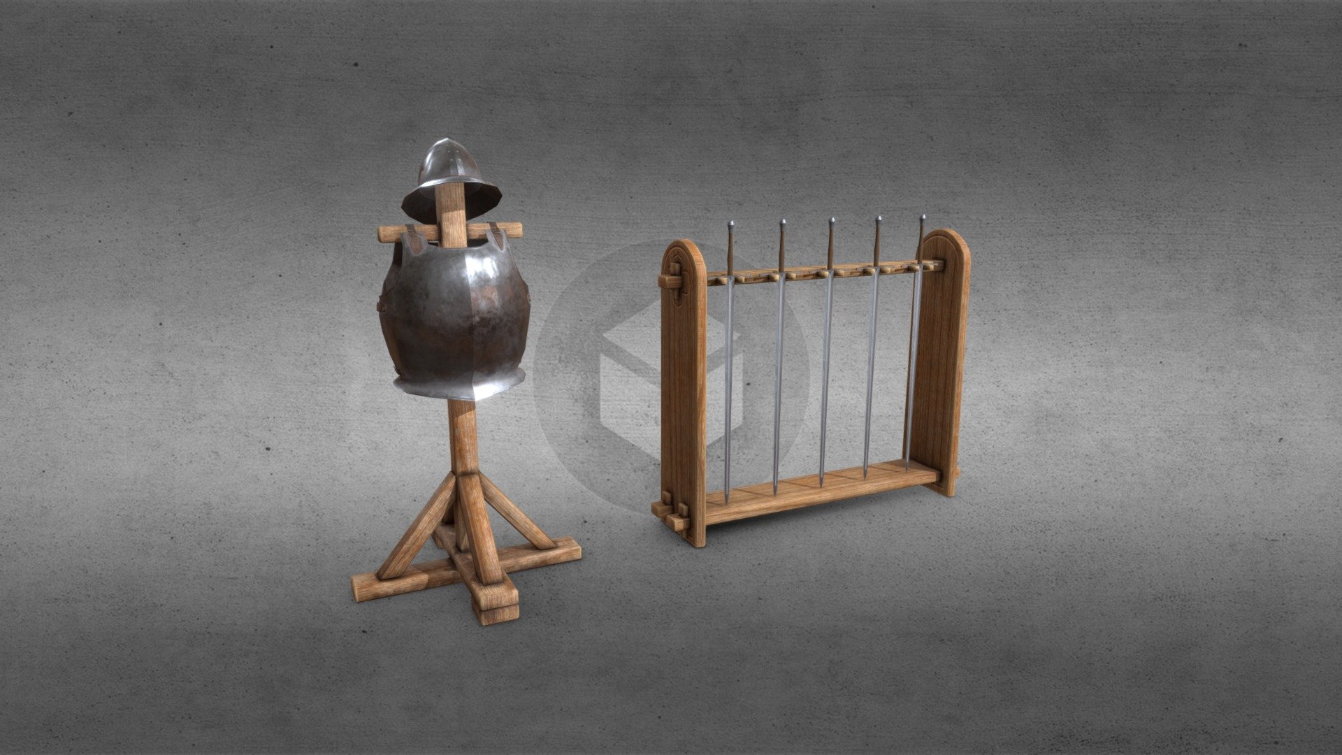 Renaissance Armoury - Armor Helmet Sword Stand - Buy Royalty Free 3D ...