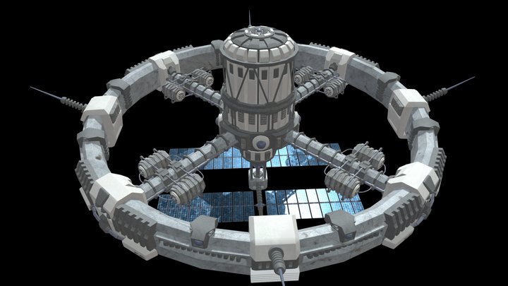 Sci-Fi Space Station 3D Model