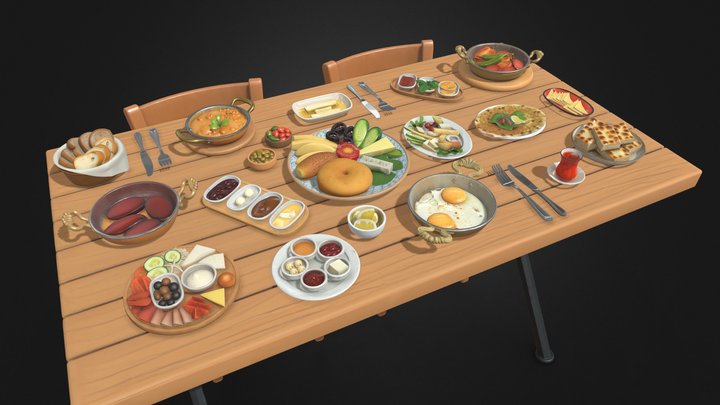 Turkish Breakfast Pack 3D Model