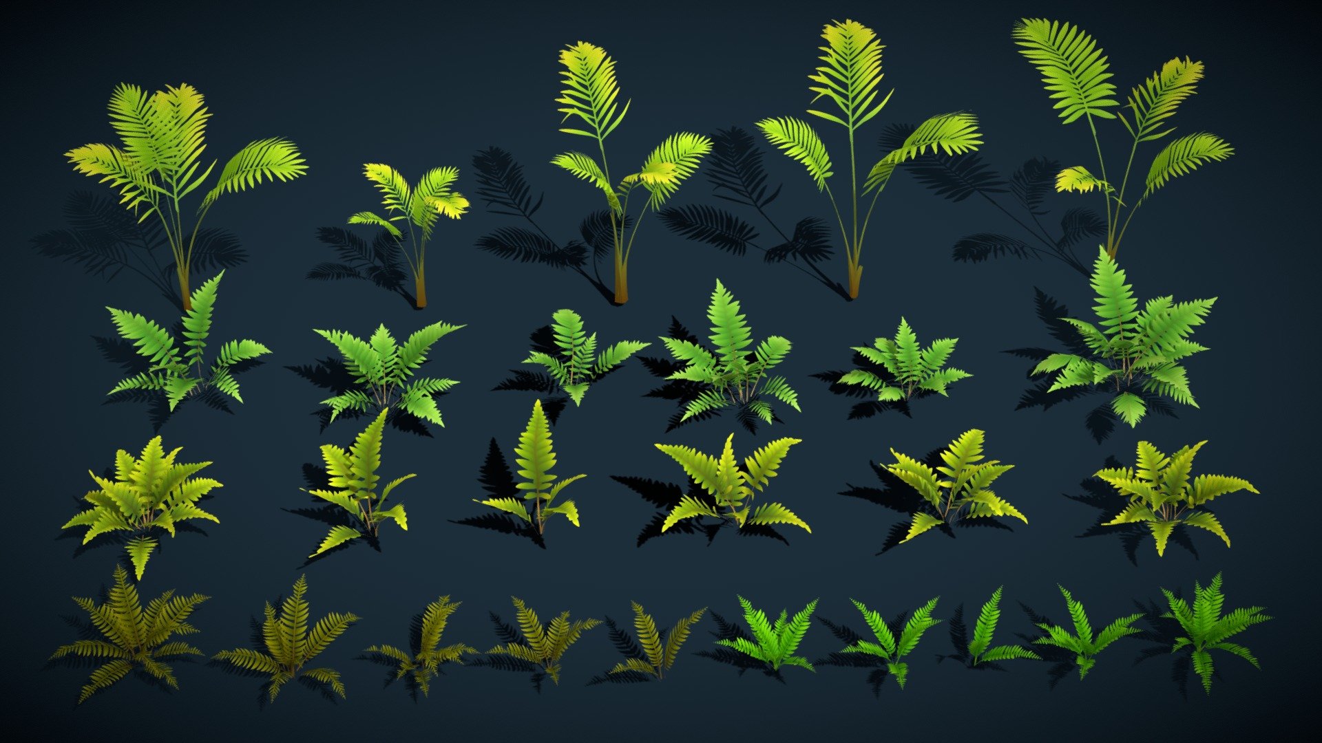 ToonFlora – Stylized Lowpoly Tropical Fern Pack - 3D model by POLYSCAN ...