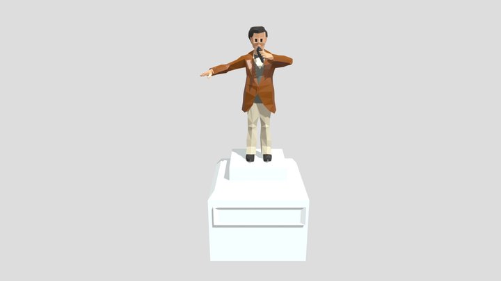Low Poly Cantante Estatua Singer Statue 3D Model