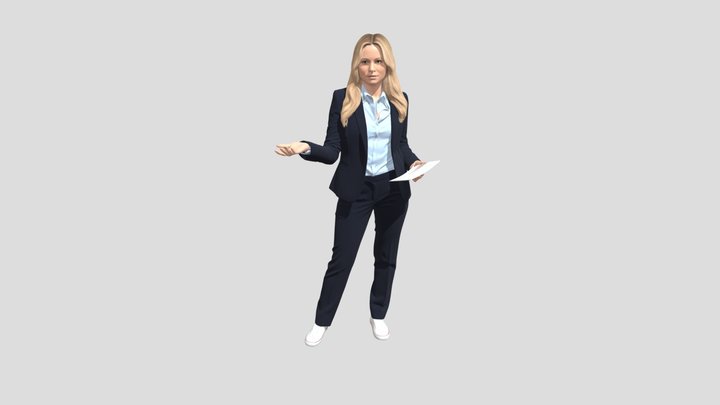 Confident Presenter in a Navy Suit – Kostenloses 3D-Modell STL