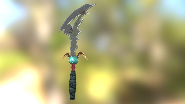 hand-textured axe - WOW style. 3D Model