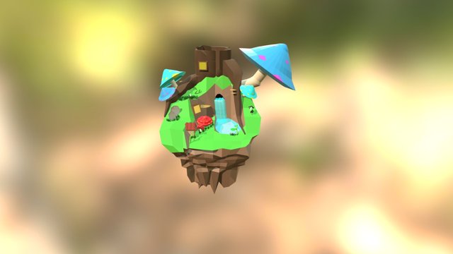 Rayman World Low Poly island 3D Model