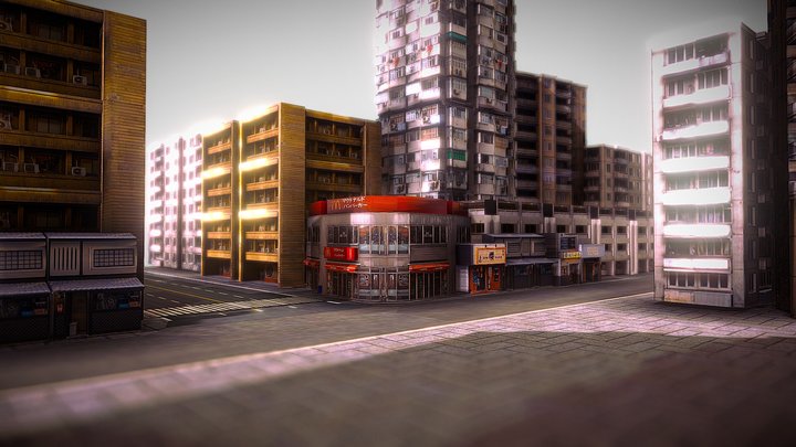 city-street FREE for game 3D Model