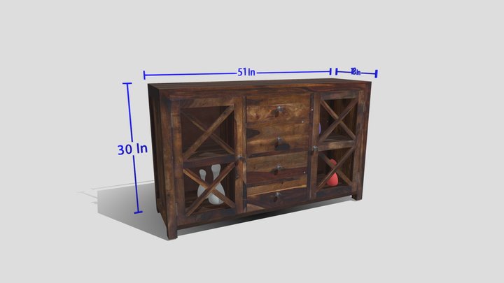 wooden storage table 3D Model