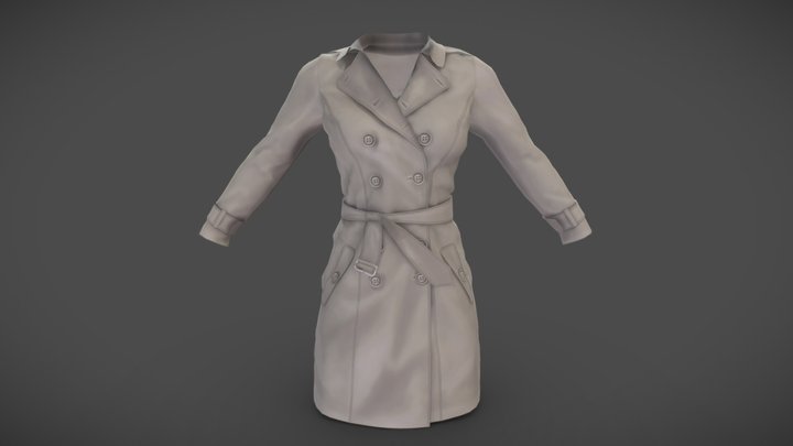 Female Trench Coat 3D Model