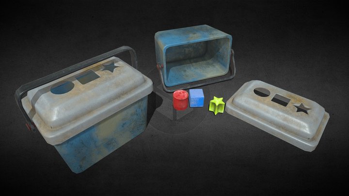 Lowpoly old shape sorter toy box 3D Model
