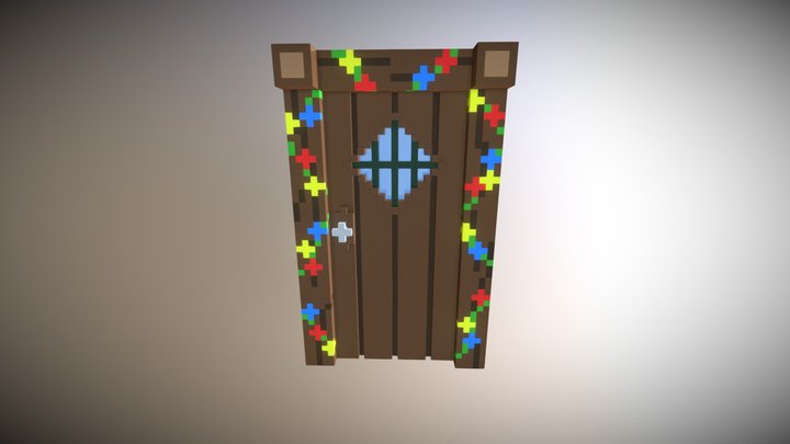Wooden Door 01 Painted 3D Model