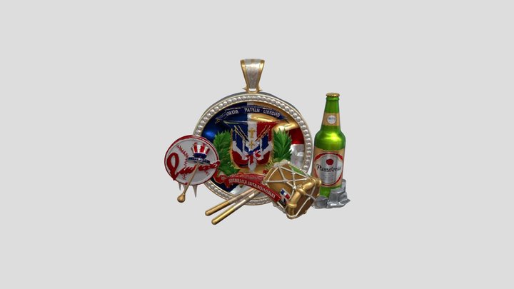Dios Patria Libertad Dominican Emblem Pendant 3D Model