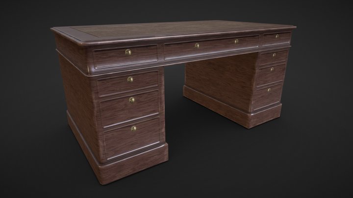 Game Ready Victorian Style Writing Desk 3D Model