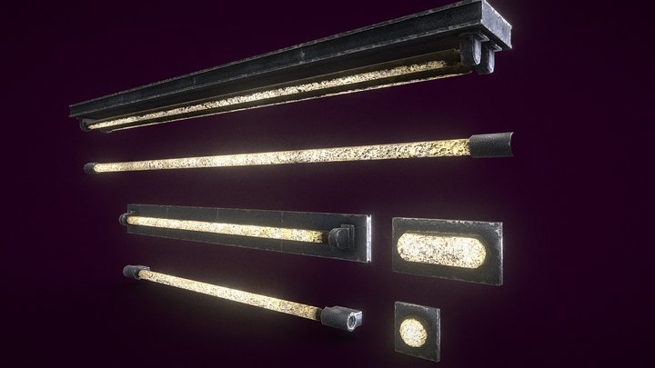 Fluorescent lights pack(2K)(Low-Poly) 3D Model