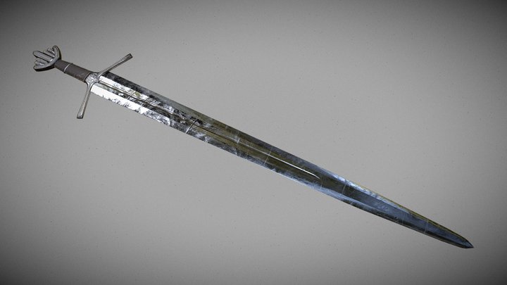 Scottish Medieval Sword Decorated 3D Model