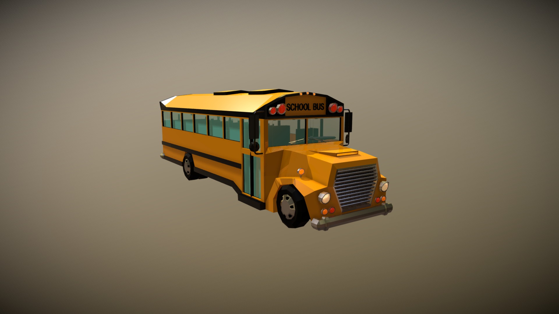 3D model Low Poly School Bus - This is a 3D model of the Low Poly School Bus. The 3D model is about a yellow school bus.