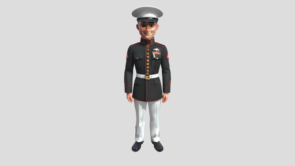 Military uniformed cartoon man
