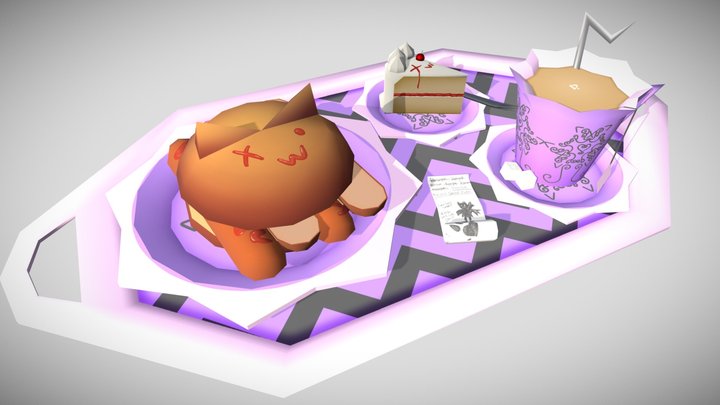 Unlit Corner Cafe Tray 3D Model