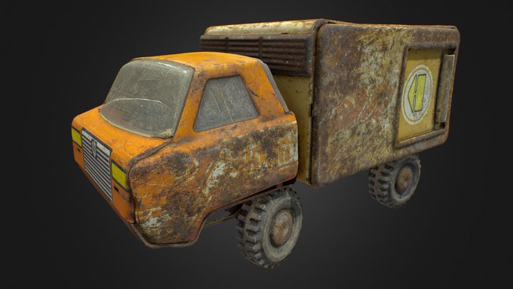 Old USSR Soviet Metal Toy Car URAL "BREAD" 3D Model
