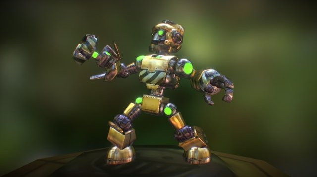 Low Poly Hero Robot Rigged and Textured 3D Model
