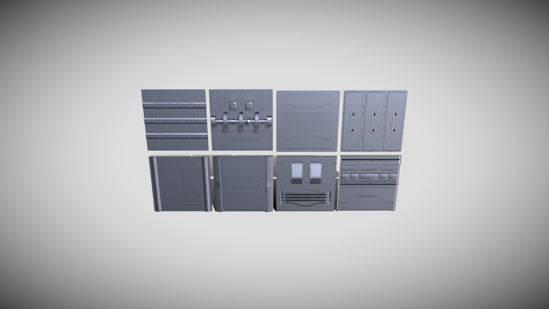 3D model Sci-fi Panel Kit 3 - This is a 3D model of the Sci-fi Panel Kit 3. The 3D model is about a white wall with a vent and a vent.