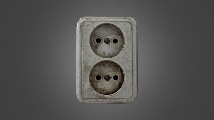 Old Dirty Electrical Outlet —  Low Poly 3D Model