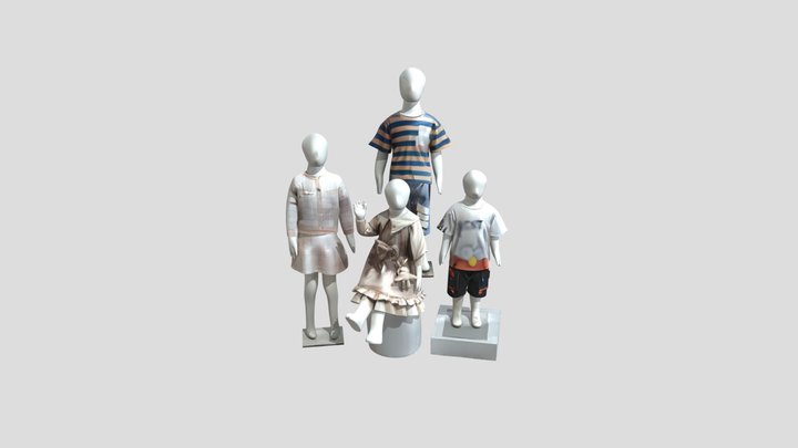 Clothing-displaying mannequins 3D Model