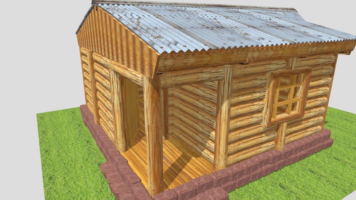 Wood House-1 Obj File 3D Model