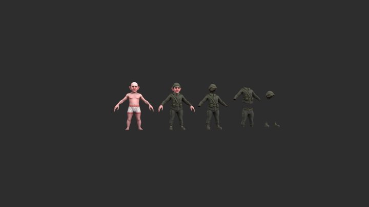 3D Cartoon Soldier / Hyper Casual 3D Model