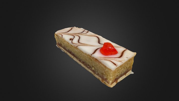 Bakewell Tart Slice Cake Snack Cherry 3D Model