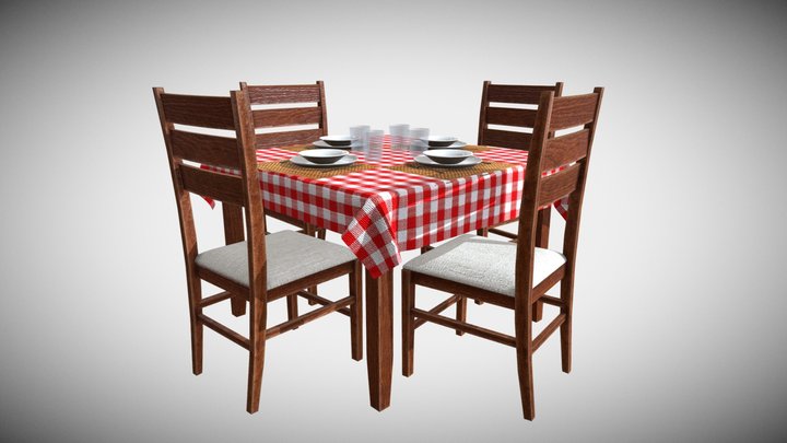 Restaurant Table And Chairs 3D Model