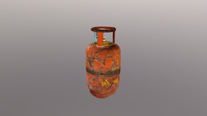 Old Rusty Gas Cylinder 3D Model
