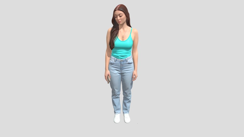 Casual Turquoise Tank Top and Jeans