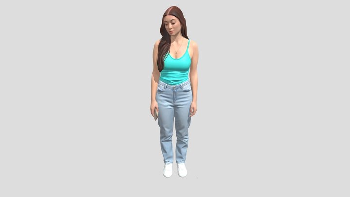 Casual Turquoise Tank Top and Jeans – Kostenloses 3D-Modell STL