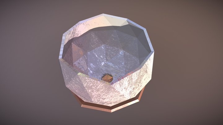 Geometric Metallic Glaze Ceramic Planter 3D Model