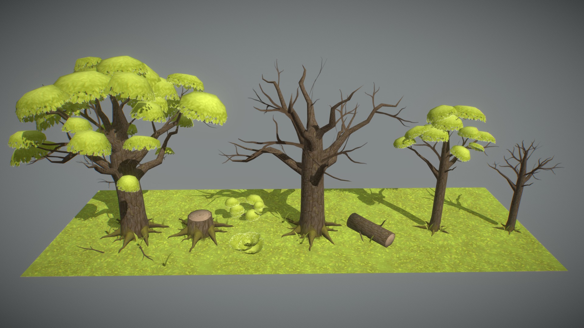 3D model Modular_tree - This is a 3D model of the Modular_tree. The 3D model is about a group of trees in a field.