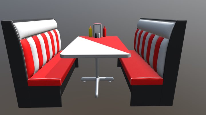 Diner Booth Final (Game Res) 3D Model