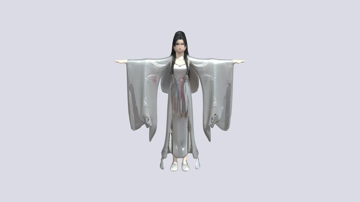 Elegant female character in flowing robes 3D Model