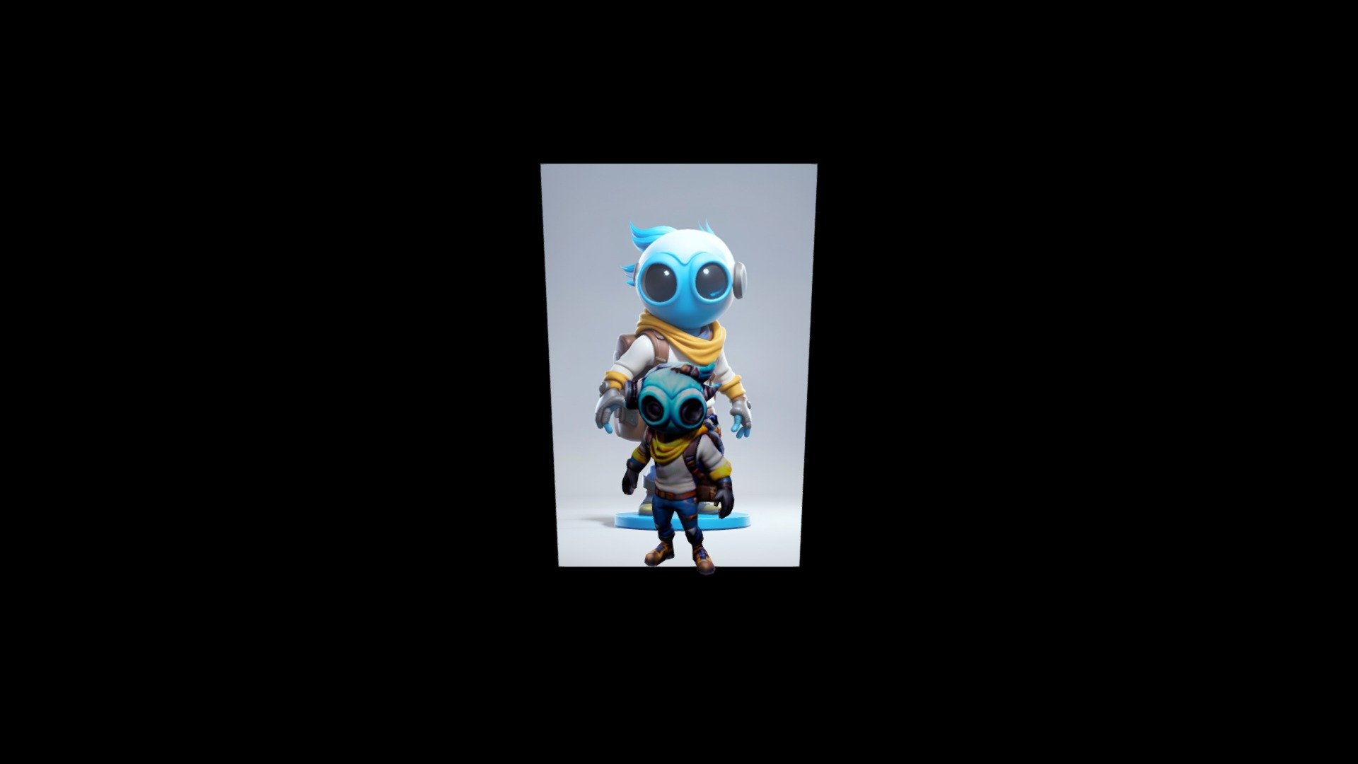 a toy figure of a blue alien with a backpack, ch - Download Free 3D ...