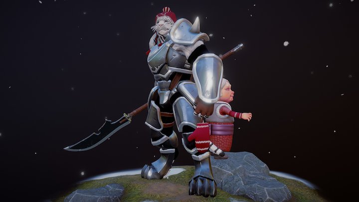 Master and her pet 3D Model