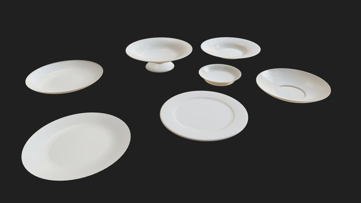 Bowles and dishes set 3D Model